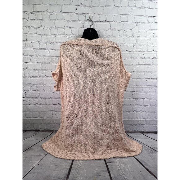 Free‎ People Womens Sz M Pale Peach Nude Popcorn Knit Oversized LS Sweater - Picture 6 of 8